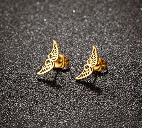 Angel wing stud earrings - stud,