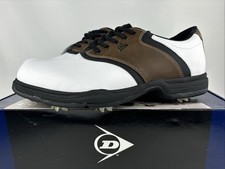 Dunlop Dry Golf Classic Saddle White Brown Shoes Leather Spike Men’s Size 9 NWT