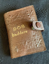 Vintage Leather Hand Tooled Thread Holder Wallet S.O.S Ladders Sewing