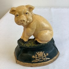 Vintage Cast Iron Metal Heavy Pink Pig Piglet Animal Door Stop Dtay Stopper