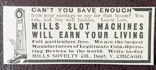 Antique 1903 COIN OPERATED SLOT MACHINE Vtg Classified Print Ad~Mills Novelty Co