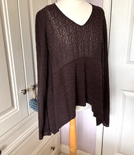 Privatsachen Chocolate Brown Silk Embroidered Hankie Hem Top Cocon Commerz OS