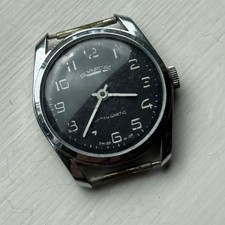 Mens Glynford Swiss Watch Basis BFG 866 Black Dial Antimagnetic Watch RUNS 34mm