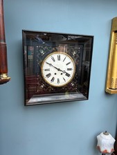 Antique French Ebonised Striking Wall Clock