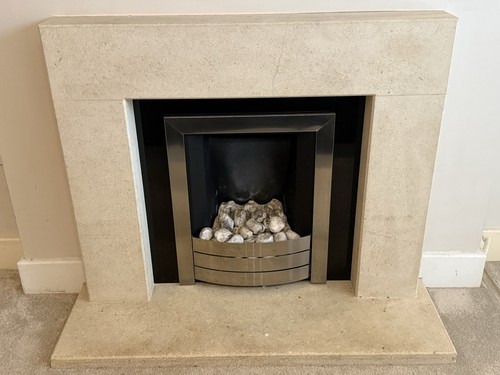 Solid sandstone fireplace with - solid,