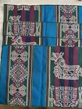 Peruvian Artisan Fabric 4 Pcs PLACEMATS Vibrant Blue Tapestry Festive Manta Vgc