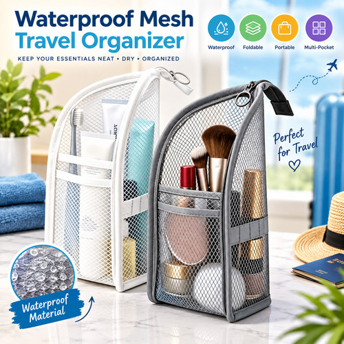 Standing mesh toiletry bag - mesh,