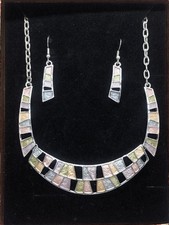 Silver Statement Necklace With Pastel Colours, Multicoloured Necklace