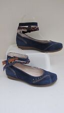 Size 4 Royal Blue Suede Flats- X-TRA- Twin Ankle Straps-Hardly Worn- VGC