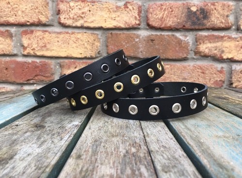 Leather eyelet choker necklace - eyelet,