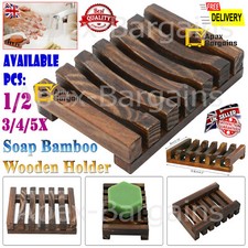 1/2/5 Soap Bamboo Storage Plate Dish Wooden Rack Holder Bathroom Shower Tool New