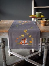 Vervaco Embroidery Kit Table Runner Foxes in Autumn