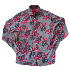 Loud Originals Grey Japanese Abstract Slim Fit Long Sleeved Shirt UK XL