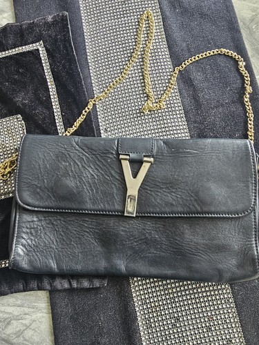 Ysl black leather vintage with - leather,