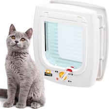 Ferplast Magnetic Cat Flap with Collar and Tag, 4-Way Control, White