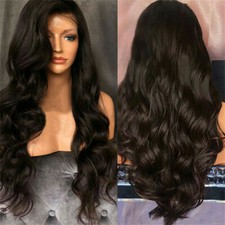 Women Full Wig Brazilian Remy Hair Body Wave Lady Front Long Hair Wigs Black New