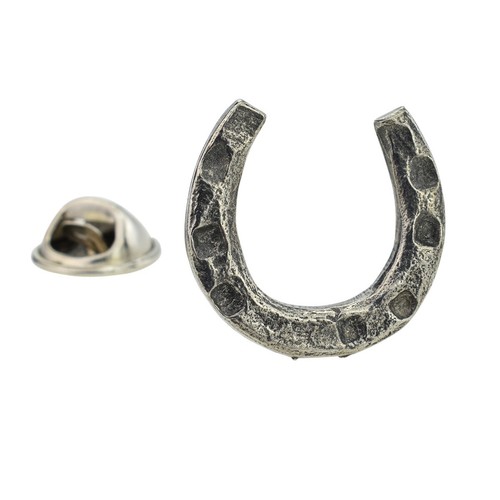 Horseshoe pewter lapel pin - pewter,