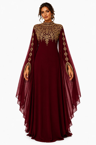 Women embroidered kaftan dress - kaftan,