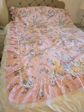 Vintage Hamilton McBride Frilled lace Roses Single Duvet Roses Shabby-chic
