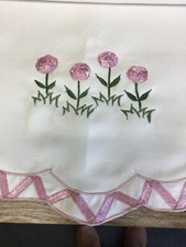 Rose Garden Chairback Ribbon Detail Dark Pink Flowers Cream 24" x 16" Second
