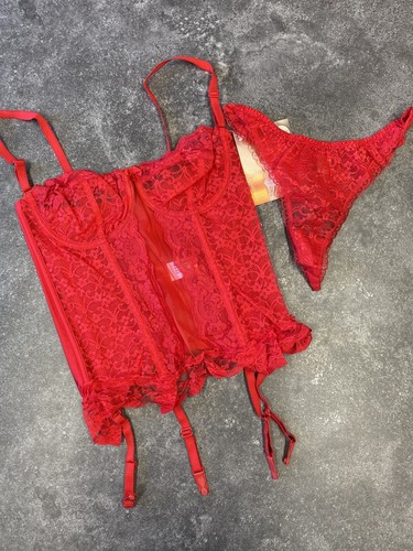 Brand new red lace basque - red,