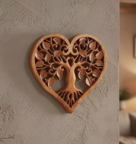 Wooden heart panel hand - heart, panel/hand