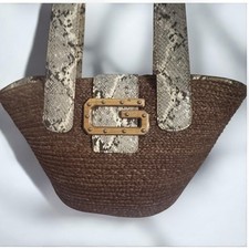 Guess G logo snakeskin raffia