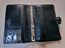 Filofax 4CLF 1/2 vintage c1980 black calf leather personal size slim organiser