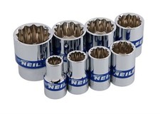 9pc Whitworth Sockets On Rail 3/16" - 5/8" Ww 1/2" Drive 12Pt Cr-V