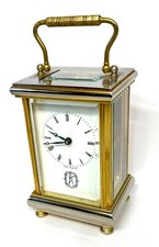 ENGLISH Two Tone 11 Jewels Carriage Mantel Clock Timepiece : Cleaned & Serviced