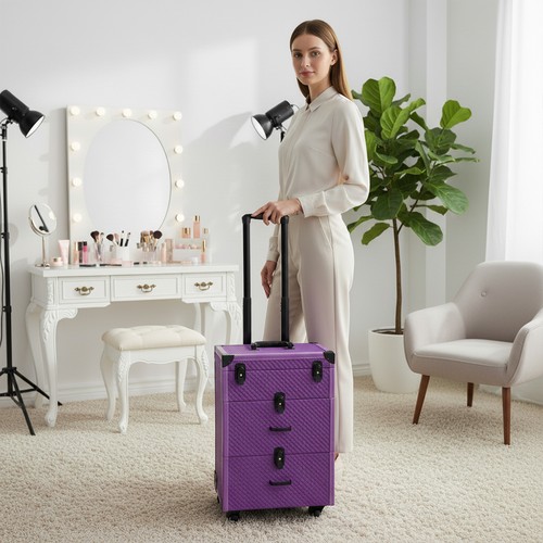 Wheeled cosmetic cart case - wheeled,