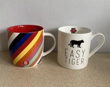 Comic Relief Mugs x 2 Red Nose Day Multicolour Striped/Easy Tiger