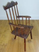Antique Welsh primitive stick comb back Windsor country chair