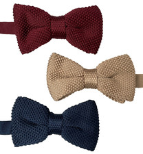 3 knitted bow ties set of