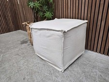 Sofa.com Isaac Small Square Footstool In Alabaster Brushed Linen Cotton RRP:£240