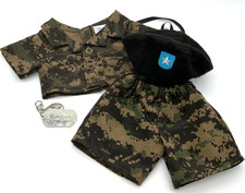 Build A Bear,  Camouflage Army Outfit Costume With Beret  & Dog Tags