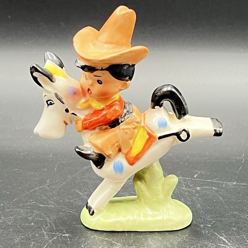 Vtg ceramic cowboy bucking - cowboy,