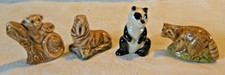 Vintage Wade Whimsies  4 x Animals  Walrus Panda Raccoon Bush Baby Figurines