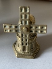 Vintage Windmill Bell Front Turns Brass Ornament Old Good Used