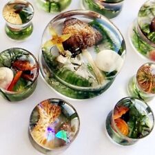 Twinkling Mushroom plug Acrylic Solid Saddle Ear Tunnels Double flare resin Pair