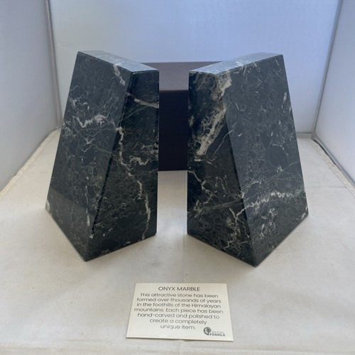 Onyx marble wedge bookends - marble,