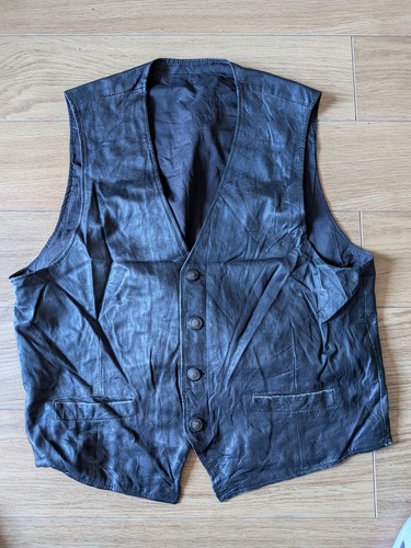 Mens black leather waistcoat - leather,