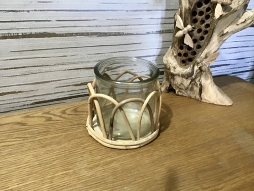 Boho rattan glass votive - boho,
