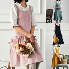 Women Cotton Linen  Back Apron