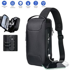 Men's Sling Crossbody Bag Anti-theft Chest Shoulder Messenger Backpack USB Port