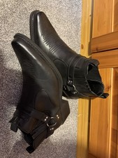 Mens Western Cowboy Boots Harley Motorcycle Gusset US Brass Ankle Riding Dancing