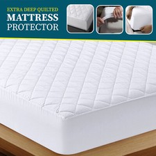 EXTRA DEEP QUILTED MATRESS MATTRESS PROTECTOR FITTED BED COVER ALL SIZES
