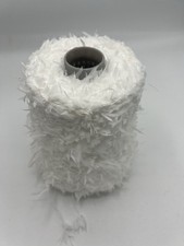 350 Gram Cone Fancy Feather/eyelash Yarn In Snow White. Made In Italy. Nylon.