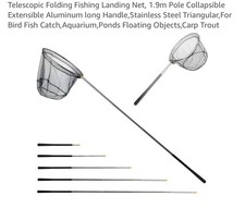 Telescopic Folding Fishing Landing Net, 1.9m Pole Collapsible Extensible Aluminu
