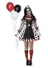 Womens Gothic Creepy Clown Costume Ladies Halloween Clown Costume Circus Costume